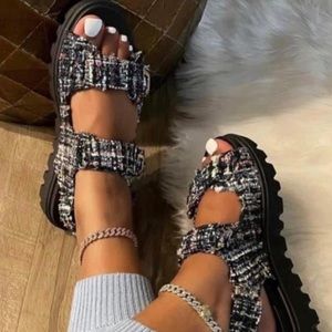 Tweed Sandals